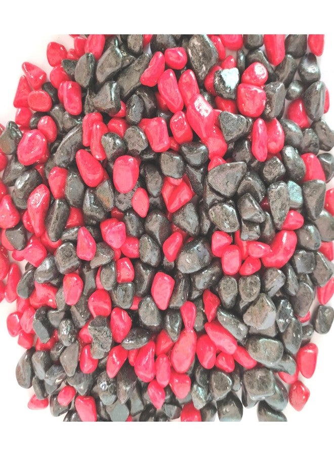 Power Stone Decorative Coloured Painted Asymmetric Marble Stone Pebbles for Vase Filler Plant Pots Aquarium Home Garden Outdoor Decoration (Red & Black, 4 Kg) - Image 4